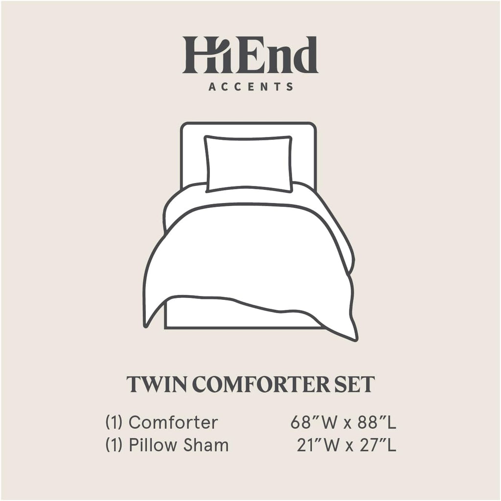 HiEnd Accents Carmen Kilim 2 Piece Comforter Set with Pillow Shams, Gray Medallion Pattern, Twin Size, Classic Traditional Modern Rustic Bedding Set, Linen Comforter with 1 Pillowcase