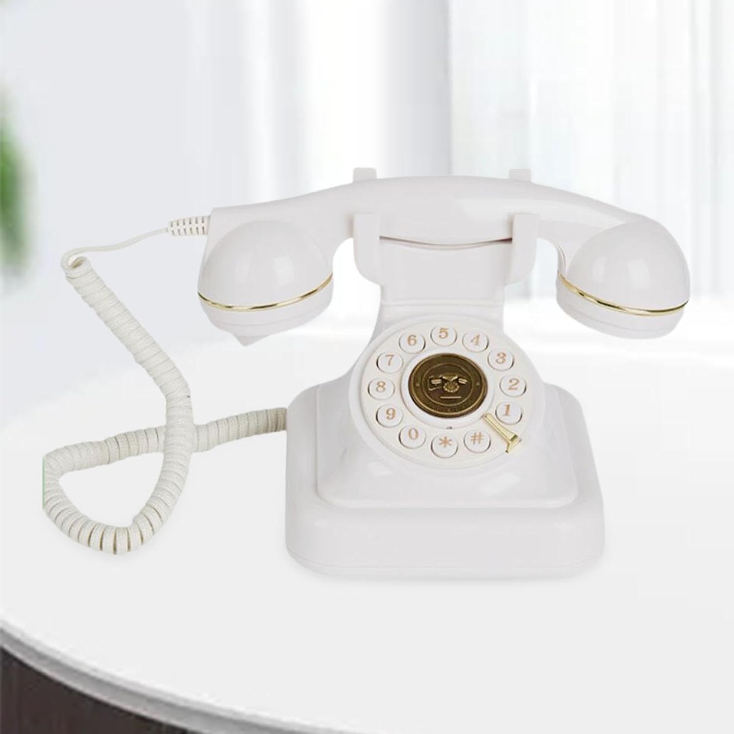 Audio Guest Book Wedding Phone, Vintage Design Telephone Recorder Record Messages Decorative Desk Phone for Party, Birthdays(White)