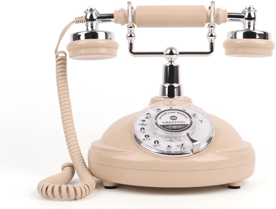 Audio Guestbook Phone with LED Light and A5 Photo Frame, Guestbook Audio Retro Phone is The Perfect Addition to Wedding Ideas or Party Notes with Custom Guest Voice Messages (Beige)