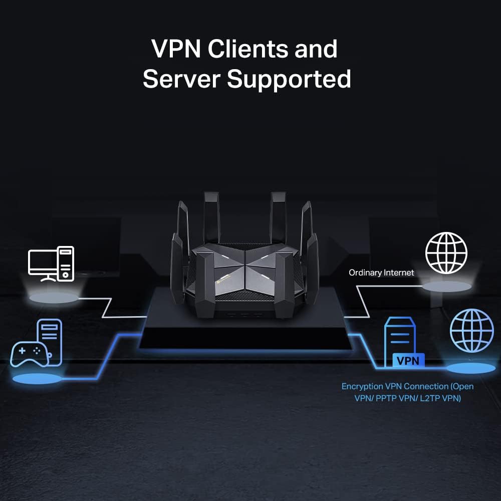 TP-Link AXE16000 Quad-Band WiFi 6E Router (Archer AXE300) - Dual 10Gb Ports Wireless Internet Gaming Router, Supports VPN Client, 2.5G WAN/LAN + 4 x Gigabit LAN Ports
