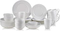 Mikasa Annabel Bone China Dinnerware Set, 40-Piece Service for 8, White Hobnail Detail, Dinner Plates, Salad Plates, Bowls and Mugs, Dishwasher and Microwave Safe