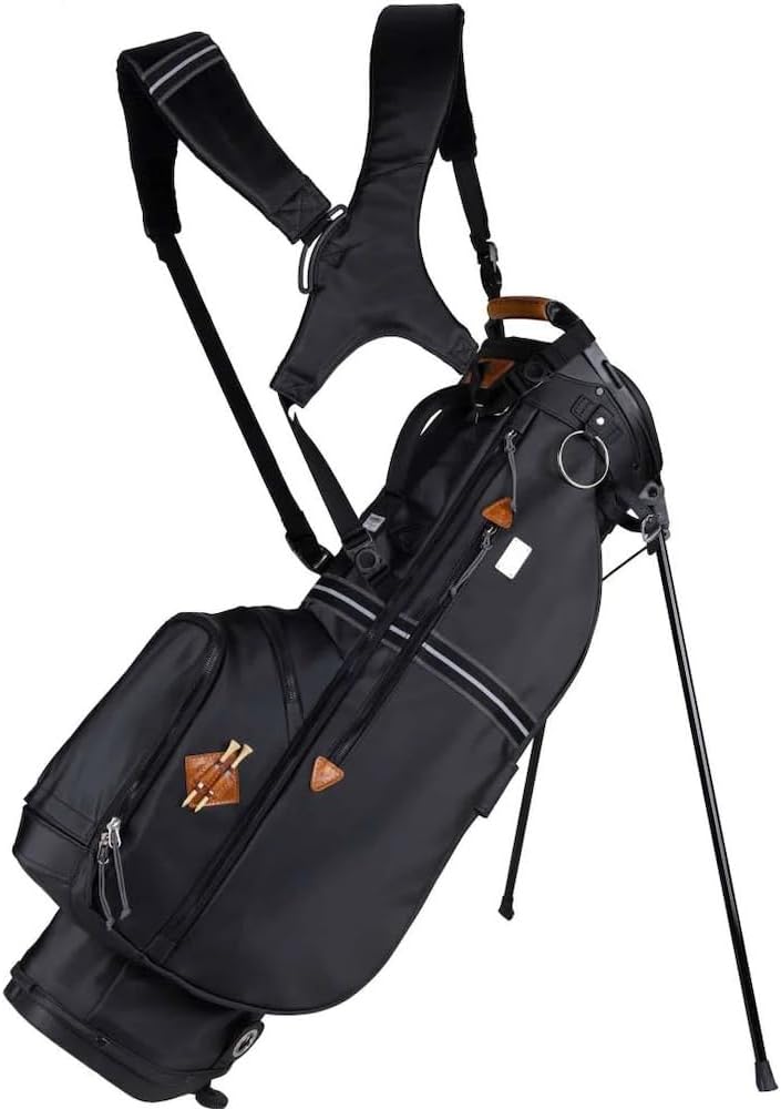 Sun Mountain Mid-Stripe 4-Way Cart Bag - Durable and Comfortable Golf Cart Bag with Eight Pockets for Storage - Features a Chrome Engravable Plate, Dual Tee Holders, and a Rain Hood