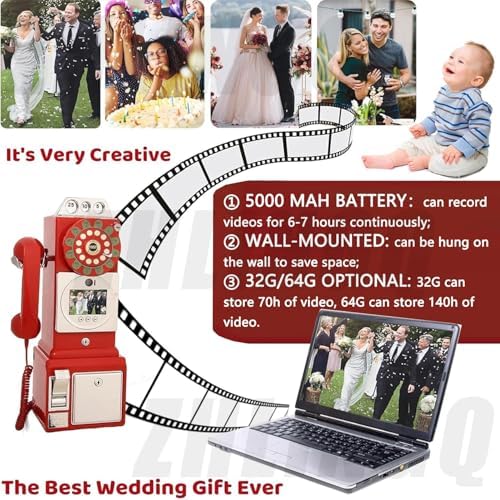 Video Guest Book for Weddings - Unique Phone Booth with 5000mAh Battery, 32GB Storage, Continuous 7-Hour Use, Leave Video & Audio Messages, Perfect for Events