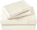 Superior Egyptian Cotton 400 Thread Count Bed Sheet Set, 1 Elastic Deep Pocket Fitted Sheet, 1 Flat Sheet, 2 Pillowcases, Soft Bedding, Luxury Sheets, Sateen Weave, Queen Size, Ivory