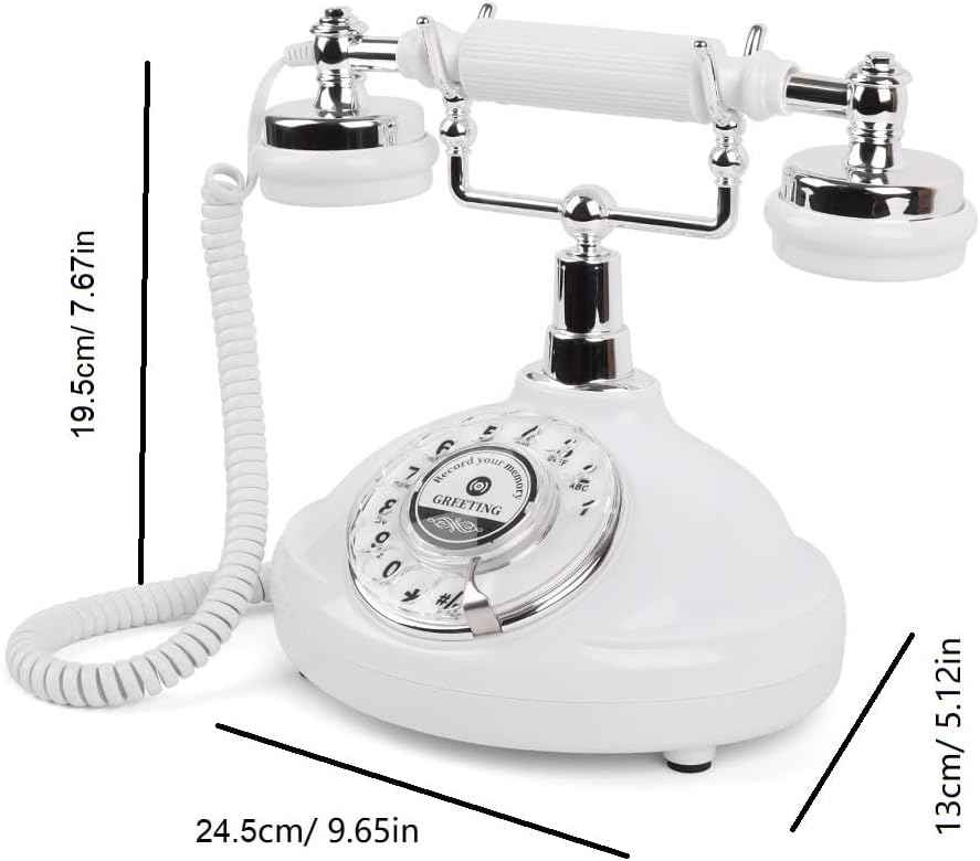 Vintage Audio Guest Book Phone with Free Card Reader,Unique Voicemail Message Recorder,Retro Guestbook Telephone Alternative Ideas for Wedding,Bridal Shower,Birthday Party,Anniversary (White)