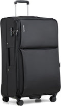Hanke Expandable 28 Inch Luggage with Spinner Wheels Softside Suitcase Large Rolling Luggage Bag for Travel Checked Suitcases(Black)