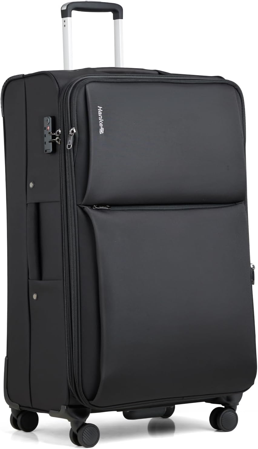 Hanke Expandable 28 Inch Luggage with Spinner Wheels Softside Suitcase Large Rolling Luggage Bag for Travel Checked Suitcases(Black)