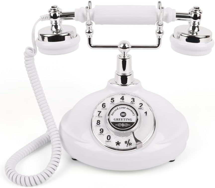 Vintage Audio Guest Book Phone with Free Card Reader,Unique Voicemail Message Recorder,Retro Guestbook Telephone Alternative Ideas for Wedding,Bridal Shower,Birthday Party,Anniversary (White)