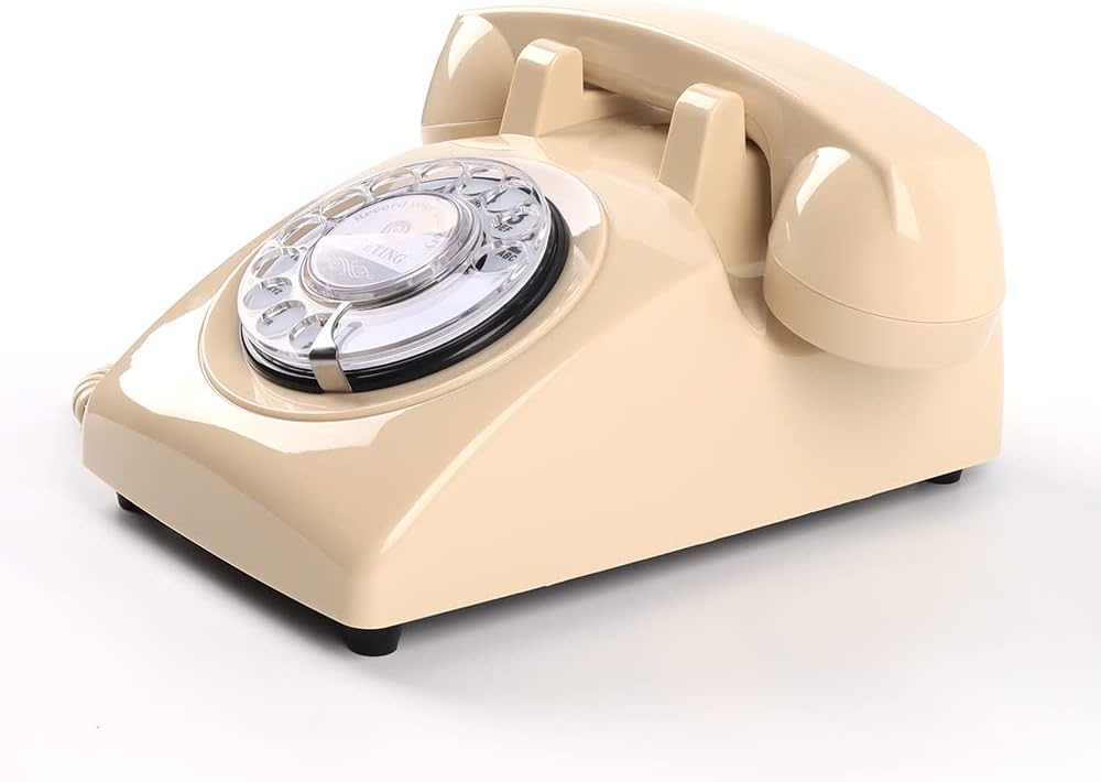 cojodopo Vintage Audio Guestbook, Wedding Confessional Recording Retro Phone Classic Rotary Dial Audio GuestBook (Beige)