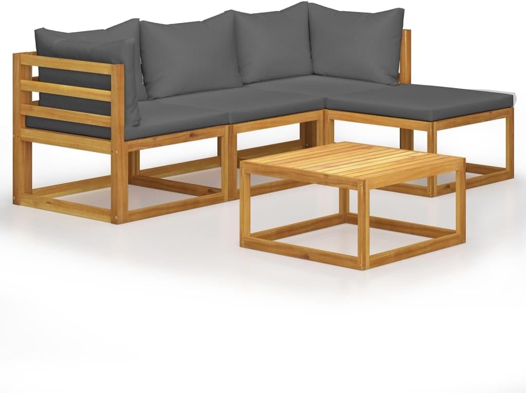 5 Piece Patio Lounge Set with Cushions Solid Acacia Woodqueen Bed Frame with headboard Queen Size Bed Frame King Size Bed Frame King Platform Bed Frame Metal Bed Frame Queen Size