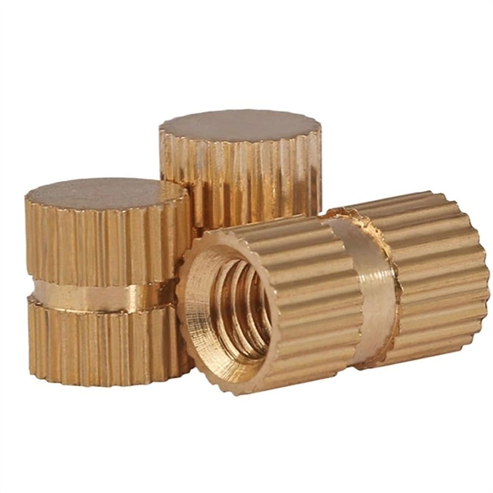 25pcs Type B Solid Brass Knurl Thread Insert Nuts for M3 M4 M5 M6 M8 - Durable Embedded Nutserts for Metal Applications(10mmxM4x5.2mm)