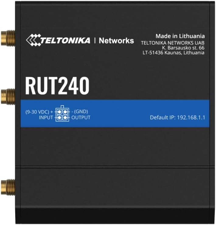 Teltonika RUT240 4G LTE Industrial Router | Compact 4G Cat-4 Cellular Router with Wi‑Fi Hotspot | Dual Ethernet | RMS Remote Management & WAN Failover
