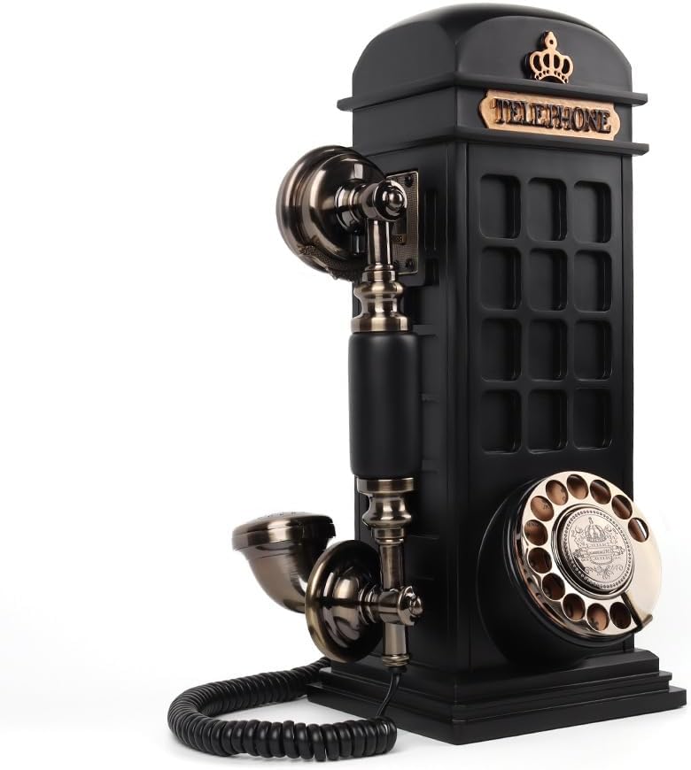 cojodopo Vintage Guestbook Telephone Booth, Retro Phonebooth Recording Audio Guest Book Phone for Wedding (Black)