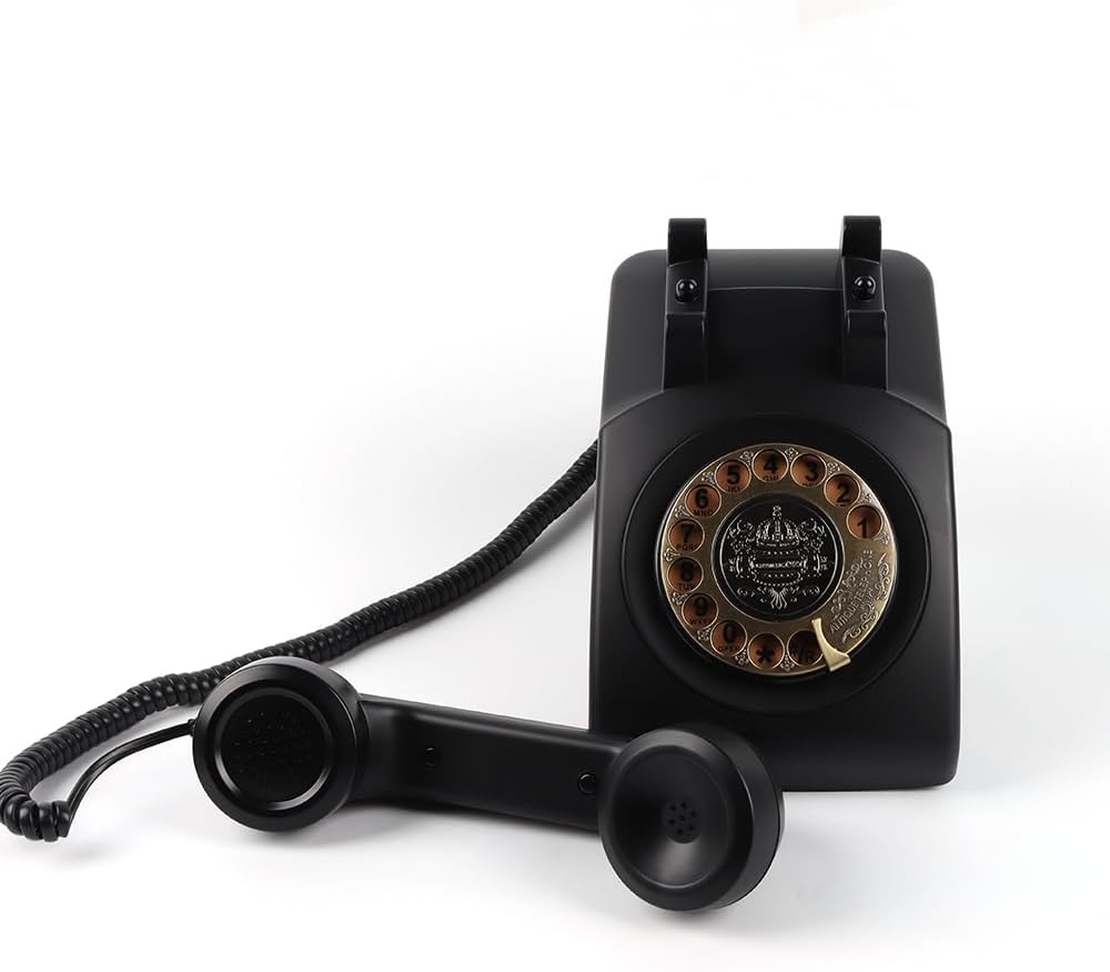 Wedding Guest Book Telephone with Free LED Wedding Sign, Audio Guestbook Phone for Wedding Party (Black Gold)