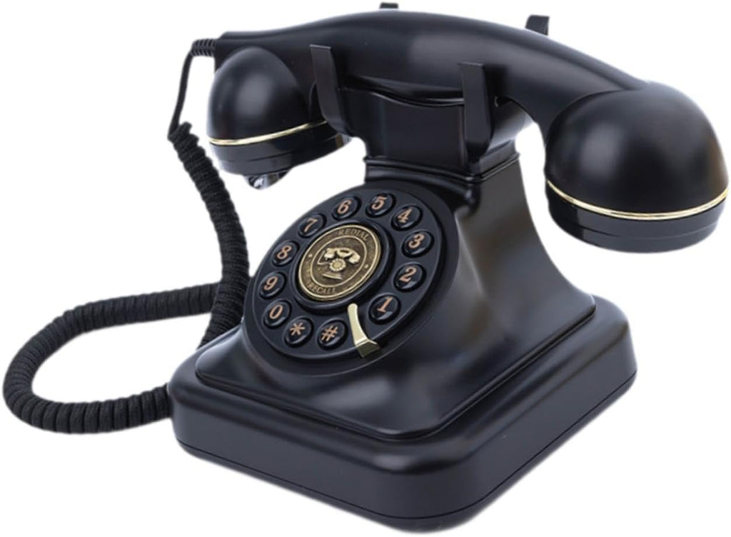 Audio Guest Book Wedding Phone, Vintage Design Telephone Recorder Record Messages Decorative Desk Phone for Party, Birthdays(Black)
