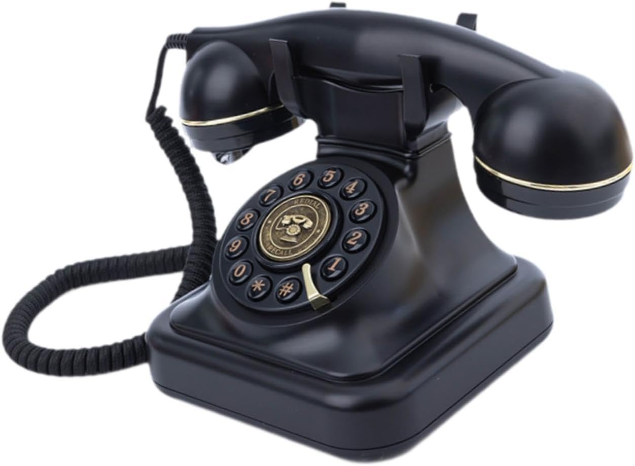 Audio Guest Book Wedding Phone, Vintage Design Telephone Recorder Record Messages Decorative Desk Phone for Party, Birthdays(Black)