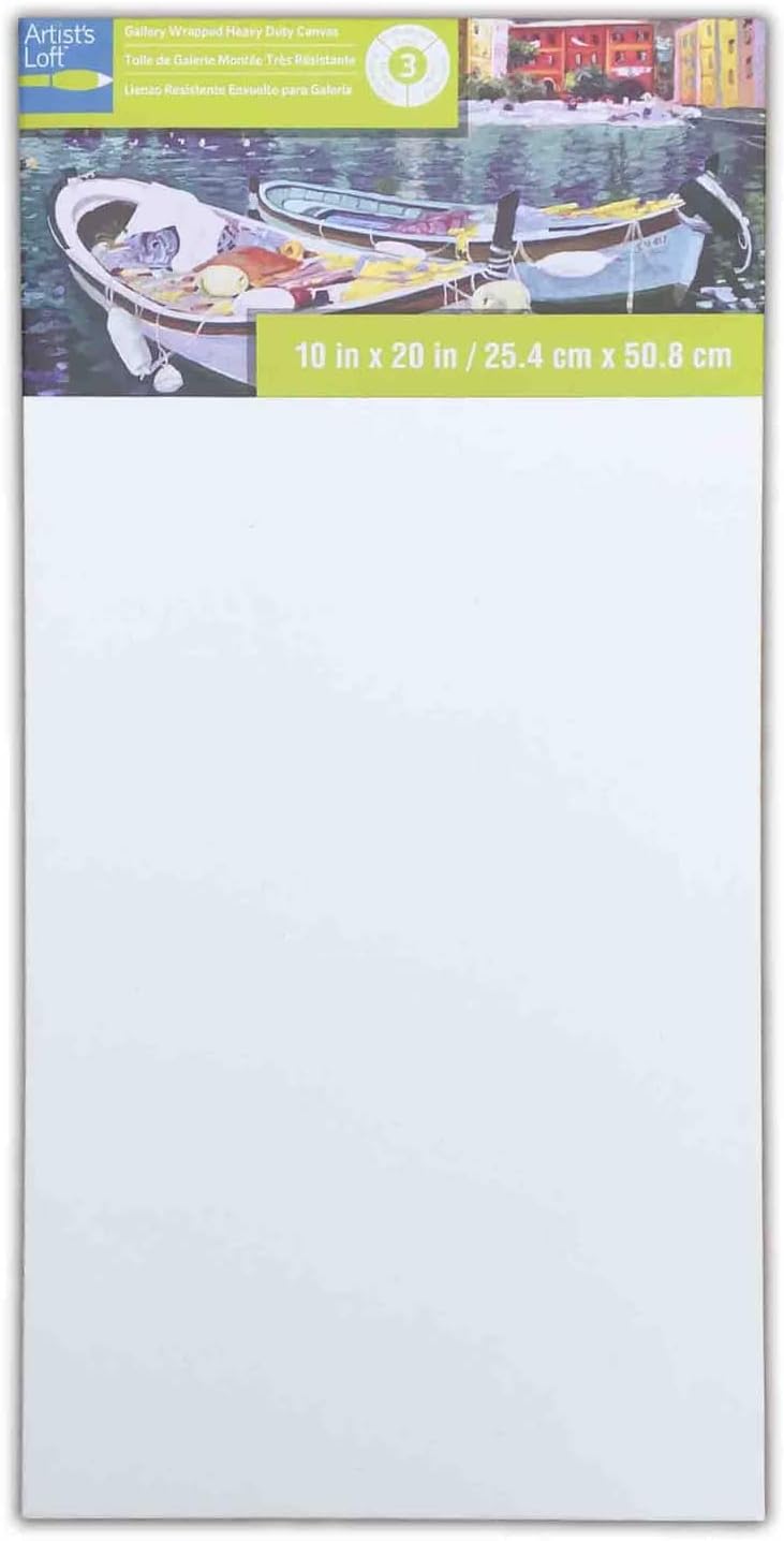 Artist's Loft 10' x 20' Level 3 Gallery Wrapped Heavy Duty Canvas - Archival, Acid Free Cotton Canvas for Paint, Acrylic, & Oils - Bulk 12 Pack