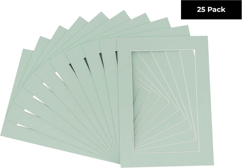 8.5x11 Mat for 11x14 Frame - Precut Mat Board Acid-Free Show Kit with Backing Board, and Clear Bags Honeydew Green 8.5x11 Photo Matte For a 11x14 Picture Frame Matboard for Framing, Pack of 25 Mats