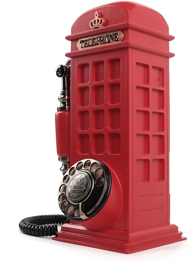 Retro Phonebooth Recording Audio Guest Book Phone for Wedding, Vintage Guestbook Telephone Booth (red)