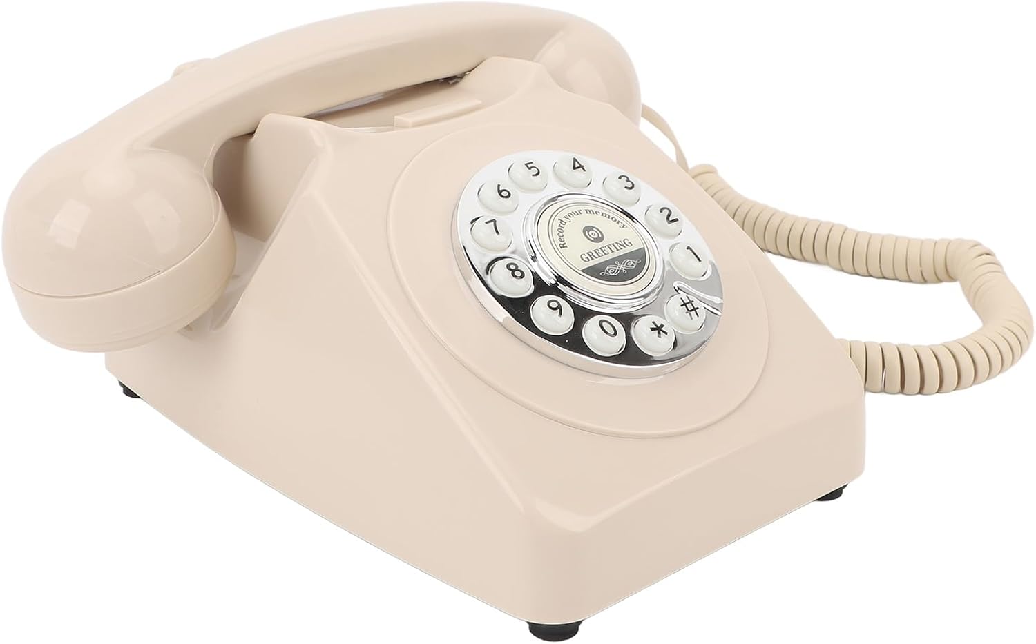 Audio Guest Book Wedding Phone, Clear Sound Convenient Use Audio Message Recording Telephone, Retro Phone Audio GuestBook for Wedding Event Birthday Party (Beige)