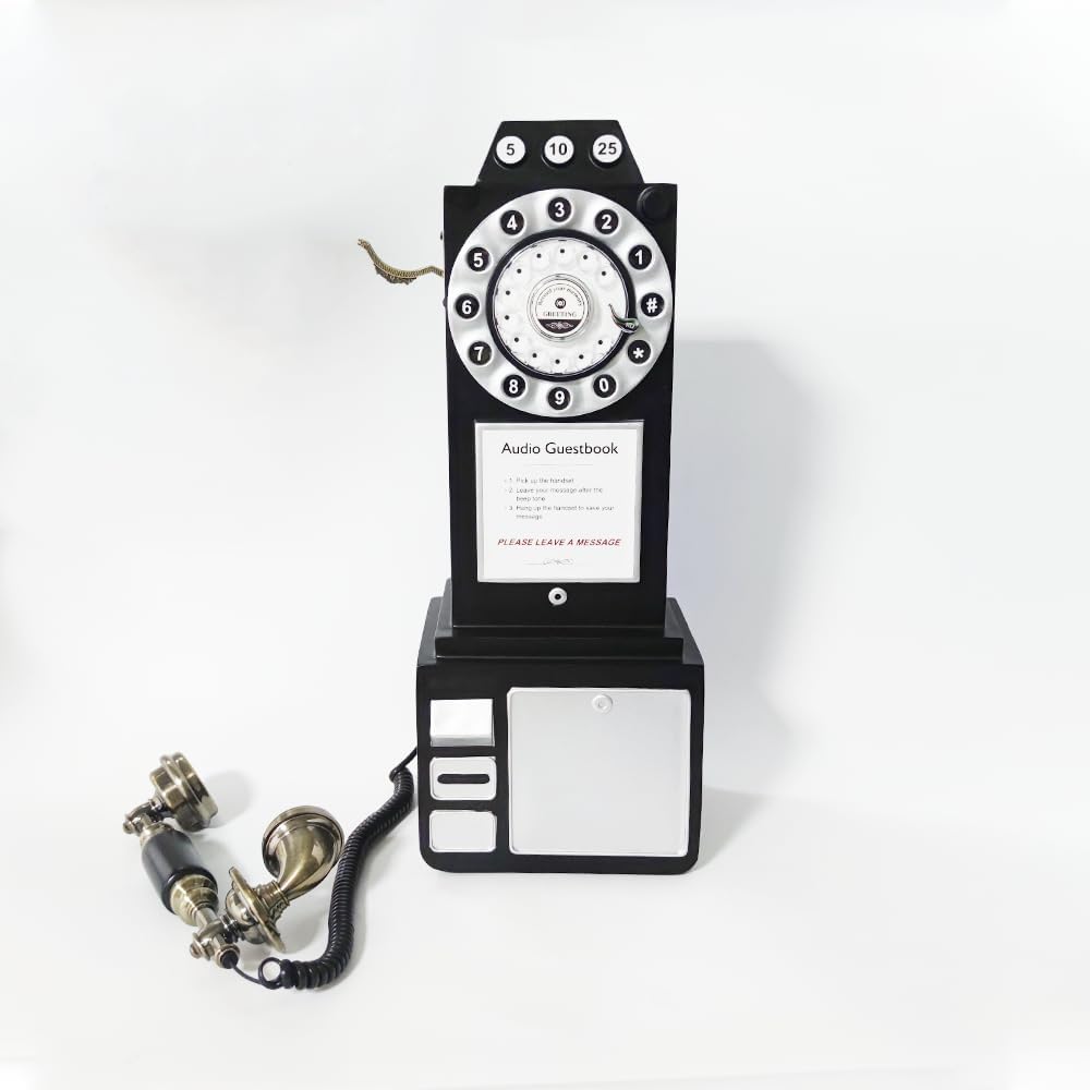 2023 New Audio Guestbook Phone Booth Wedding Recorder a Great Addition to Any Special Occasion - Wedding Guestbook Phone Booth (Black)