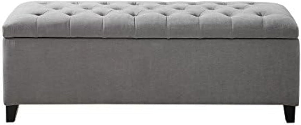 Madison Park Entryway Accent Bench for Living Room Flip Top Storage Chest, Shandra Tufted Top Upholstered Storage Bench End of Bed for Bedroom Furniture, Indoor Seating, 49'Wide, Grey
