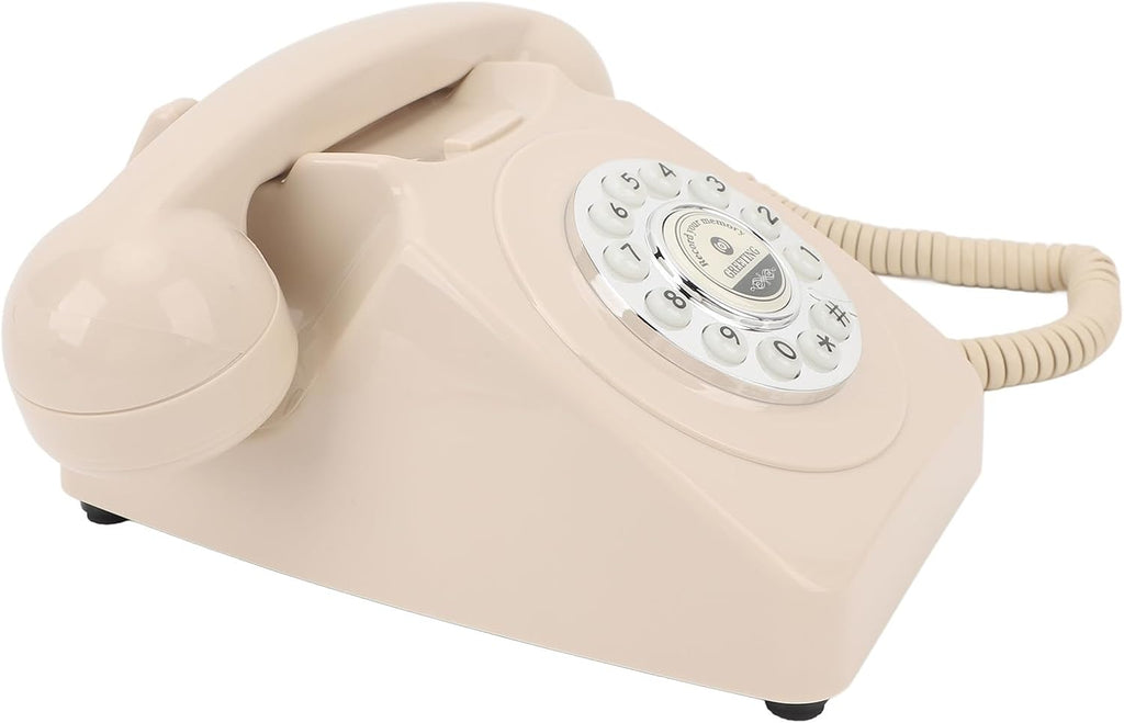 Audio Guest Book Wedding Phone, Clear Sound Convenient Use Audio Message Recording Telephone, Retro Phone Audio GuestBook for Wedding Event Birthday Party (Beige)