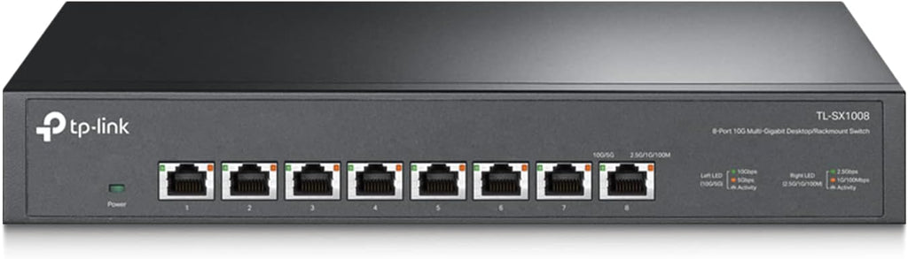 TP-Link TL-SX1008 | 8 Port 10G/Multi-Gig Unmanaged Ethernet Switch | Desktop/Rackmount | Plug & Play | Sturdy Metal Casing | Speed Auto-Negotiation, Free Expert Help