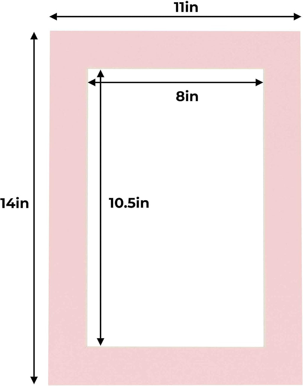 8.5x11 Mat for 11x14 Frame - Precut Mat Board Acid-Free Show Kit with Backing Board, and Clear Bags Soft Pink 8.5x11 Photo Matte Made to Fit a 11x14 Picture Frame Matboard for Framing, Pack of 10 Mats