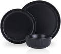 Stone Lain Logan 24 Pieces Stoneware Dinnerware Set, Black