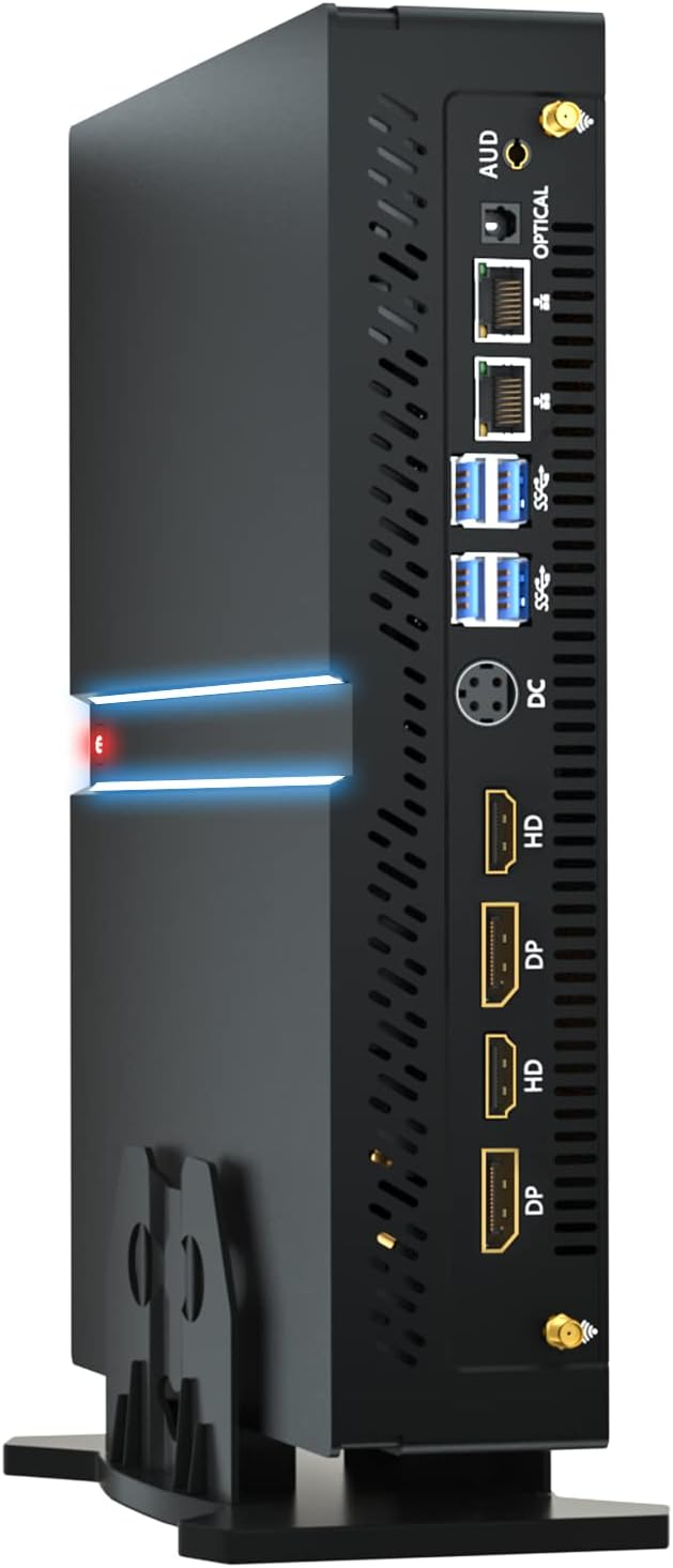 Mini Gaming PC, Small Desktop Computer Core i7-12700F 2.1-4.9GHz, Win-11 Pro, 16G DDR5| 1T M.2 PCIE4.0 SSD, GeForce RTX3060 12G, Dual LAN, Four Display, 8K Outputs, WiFi6E/BT5.3, Optical