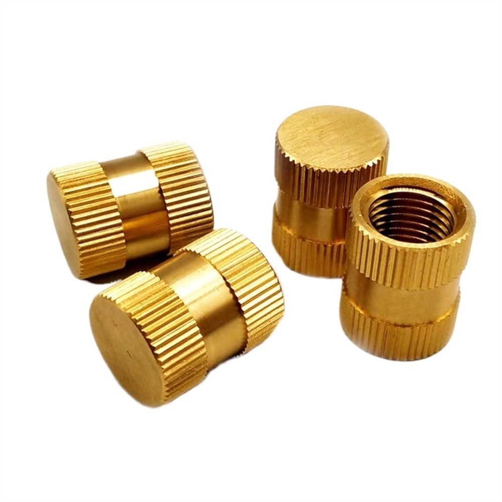 25pcs Type B Solid Brass Knurl Thread Insert Nuts for M3 M4 M5 M6 M8 - Durable Embedded Nutserts for Metal Applications(10mmxM4x5.2mm)