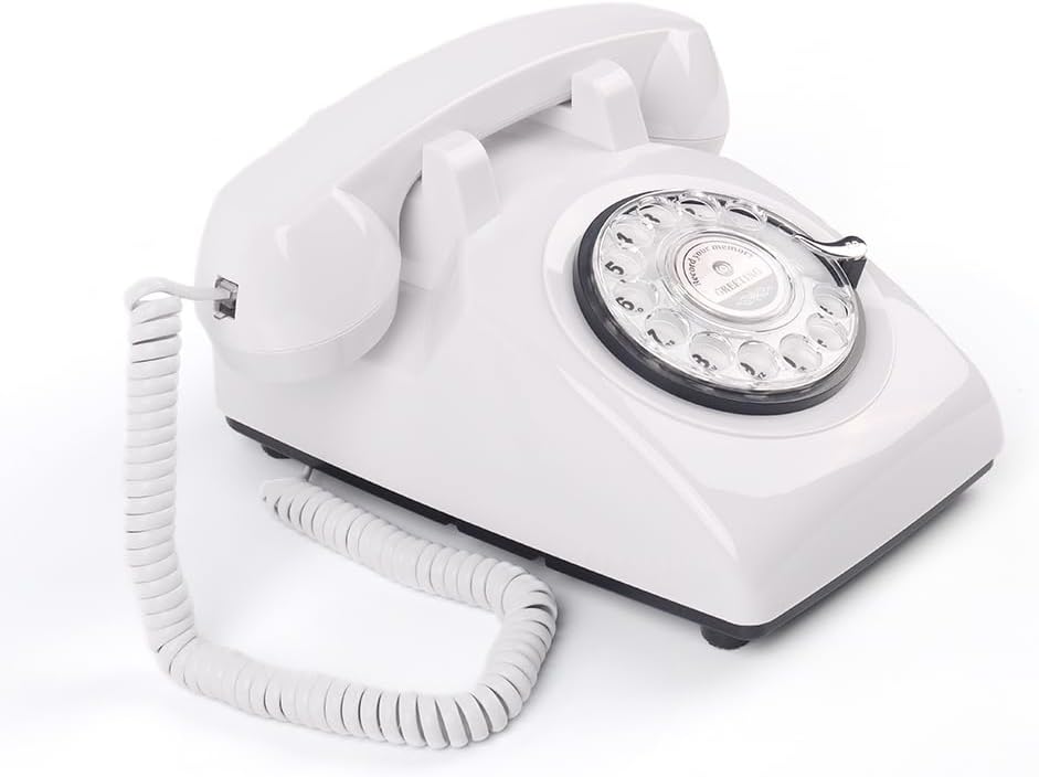 cojodopo Vintage Audio Guestbook, Wedding Confessional Recording Retro Phone Classic Rotary Dial Audio GuestBook (White)
