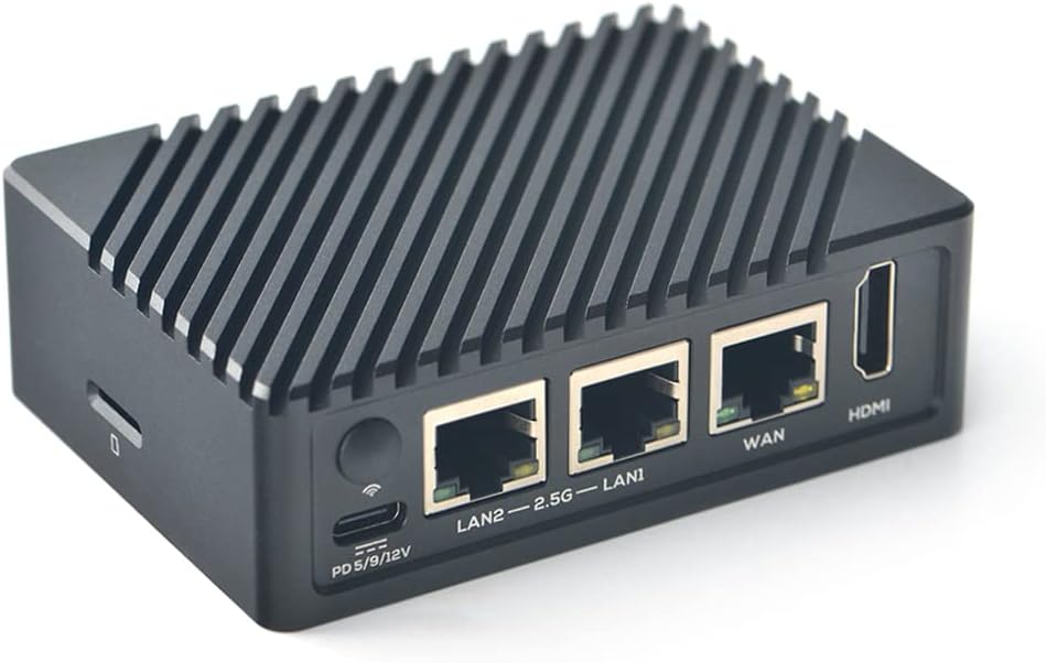 Nanopi R5S Computer Mini Routers OpenWRT with Three Gbps Ethernet Ports LPDDR4X 4GB RAM Mali-G52 GPU Rockchip RK3568 Soc for IOT NAS Smart Home Gateway Support Android FriendlyWrt Docker