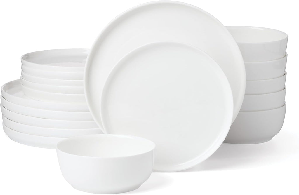 Lenox Dinnerware Sets, Modern White 18-Piece Dinnerware Set, Service For 6, Porcelain Material, Dishwasher Safe, Microwave Safe, Bowls, Plates And Bowls, Dinner Dishes, Plates Set (White, 18 Piece)