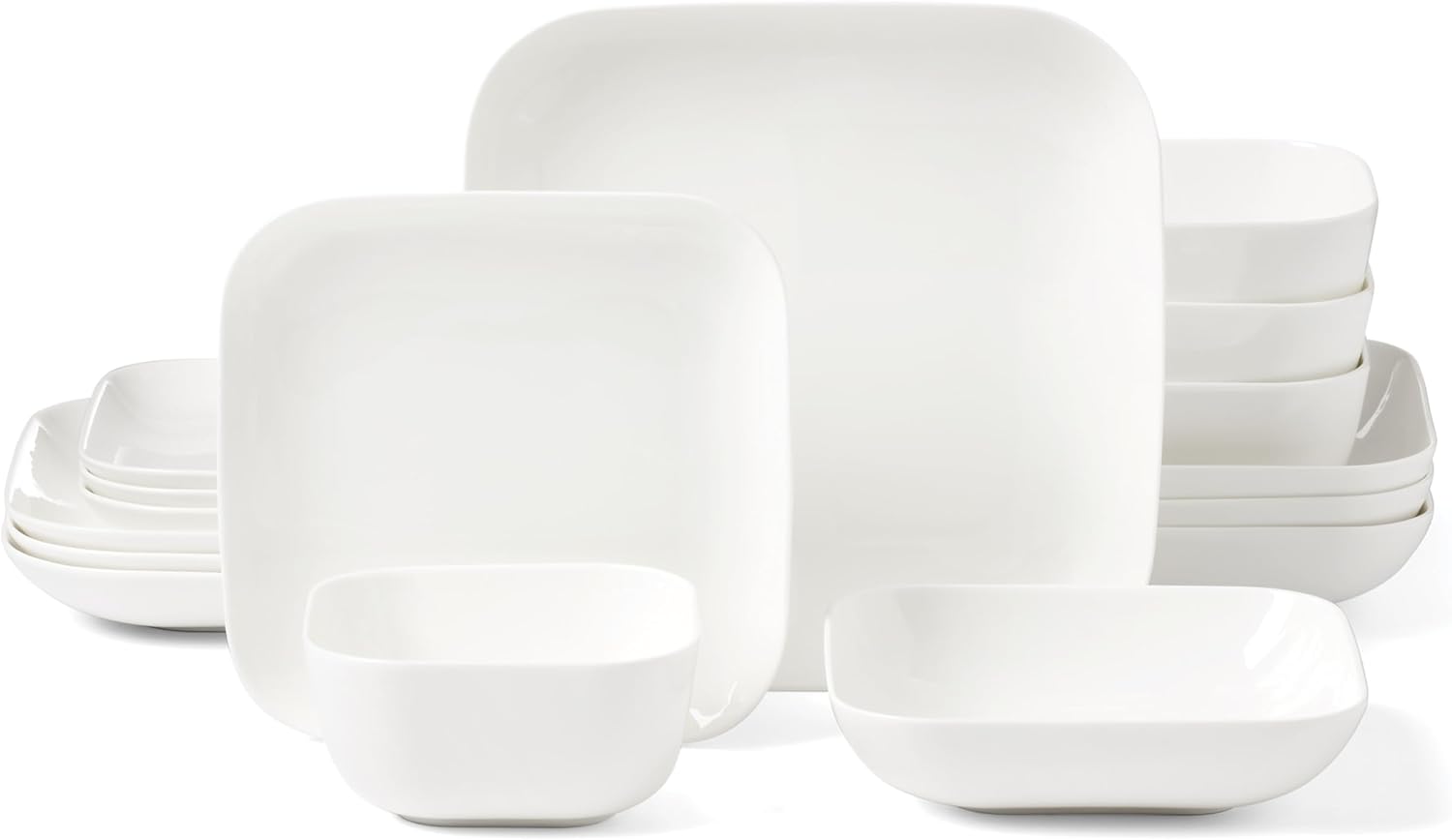 Lenox Dinnerware Set, Studio 1414 Square 16-Piece Set, Service For 4, Bone China Material, Dishwasher & Microwave Safe, Home And Kitchen, Kitchen And Dining, Plates And Bowls Sets (White, 16 Pieces)