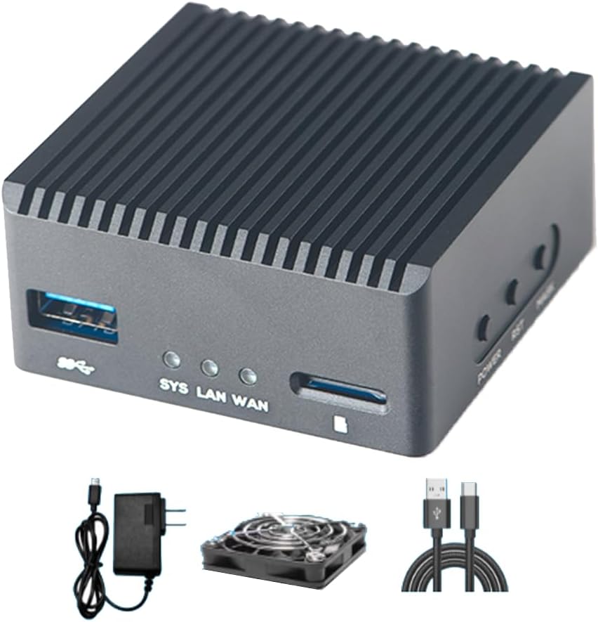 NanoPi R3S LTS Dual-Gbps Ethernet Ports Router Rockchip RK3566 Quad-Core A55 SoC Mini PC Board Support OpenMediaVault, OpenWrt (2GB Ram 64GB TF Card)