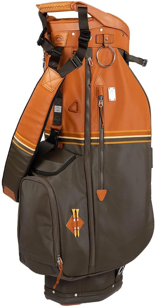 Sun Mountain Mid-Stripe 4-Way Cart Bag - Durable and Comfortable Golf Cart Bag with Eight Pockets for Storage - Features a Chrome Engravable Plate, Dual Tee Holders, and a Rain Hood