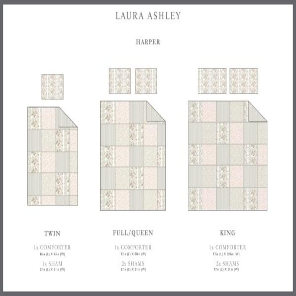 Laura Ashley - King Comforter Set, Reversible Cotton Bedding with Matching Shams & Bedskirt, Stylish Home Decor for All Seasons (Harper Sage, King)