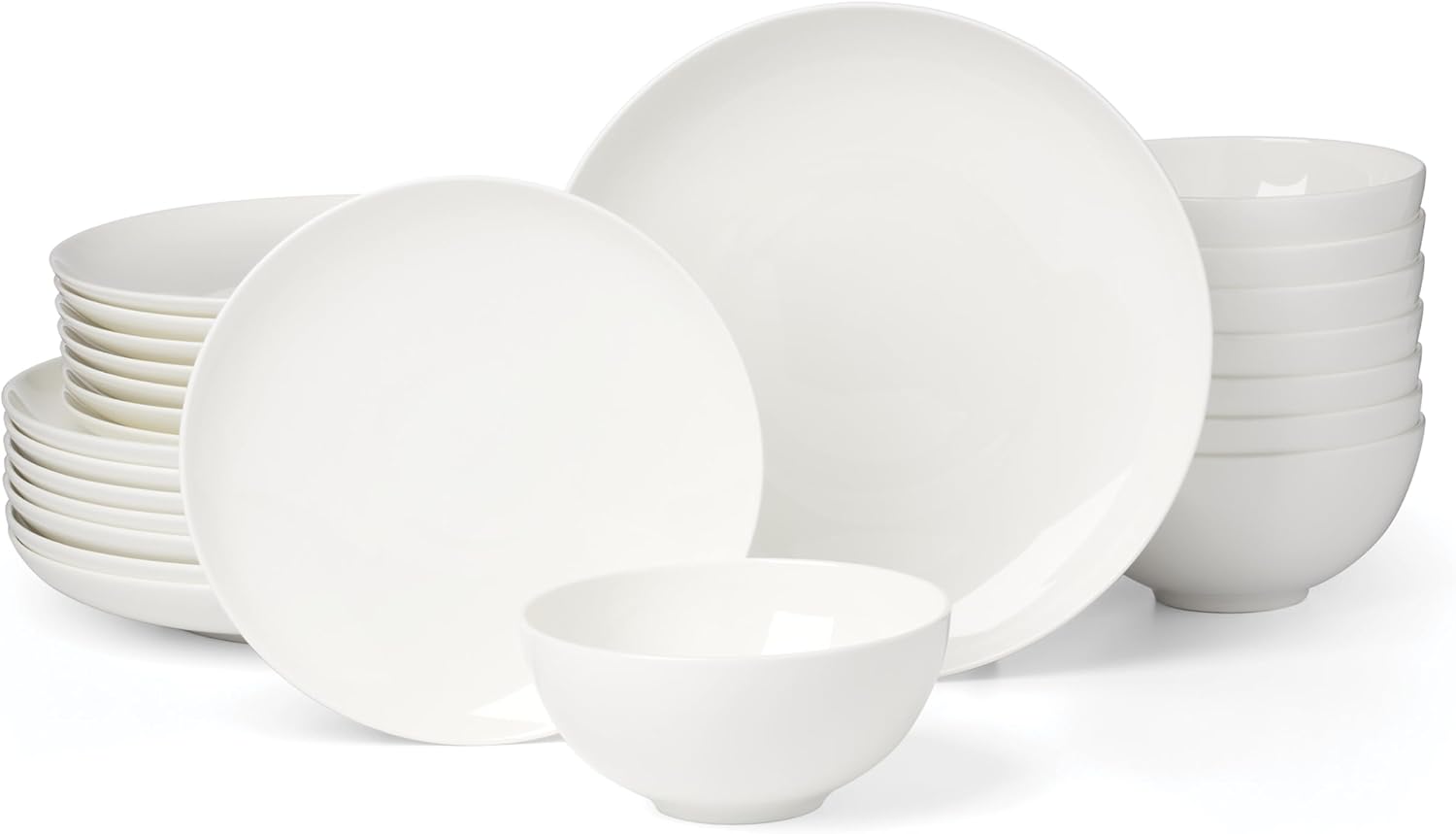 Lenox Dinnerware Sets, Studio 1414 Coupe 24-Piece Dinnerware Set, Service For 8, Bone China Material, Dishwasher Safe, Microwave Safe, Bowls, Plates And Bowls, Dinner Dishes, Plates (White, 24 Piece)