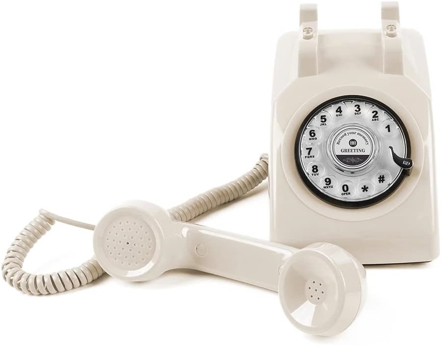 Premium Audio Guest Book Telephone with Free LED Wedding Sign and A5 Vertical Photo Frame | Vintage and Retro Style Audio Guestbook | Rotary Phone with Audio Record Voice Messages (White)