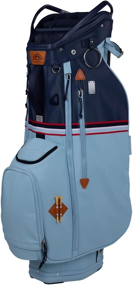 Sun Mountain Mid-Stripe 4-Way Cart Bag - Durable and Comfortable Golf Cart Bag with Eight Pockets for Storage - Features a Chrome Engravable Plate, Dual Tee Holders, and a Rain Hood