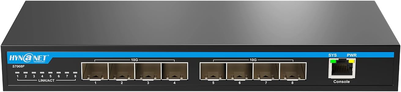 8-Port 10Gb SFP+ Layer 3 Managed Switch | Supports VLAN, QoS, LACP, OSPF, BGP | Desktop/Wall Mount | for Office, NAS, Workstation