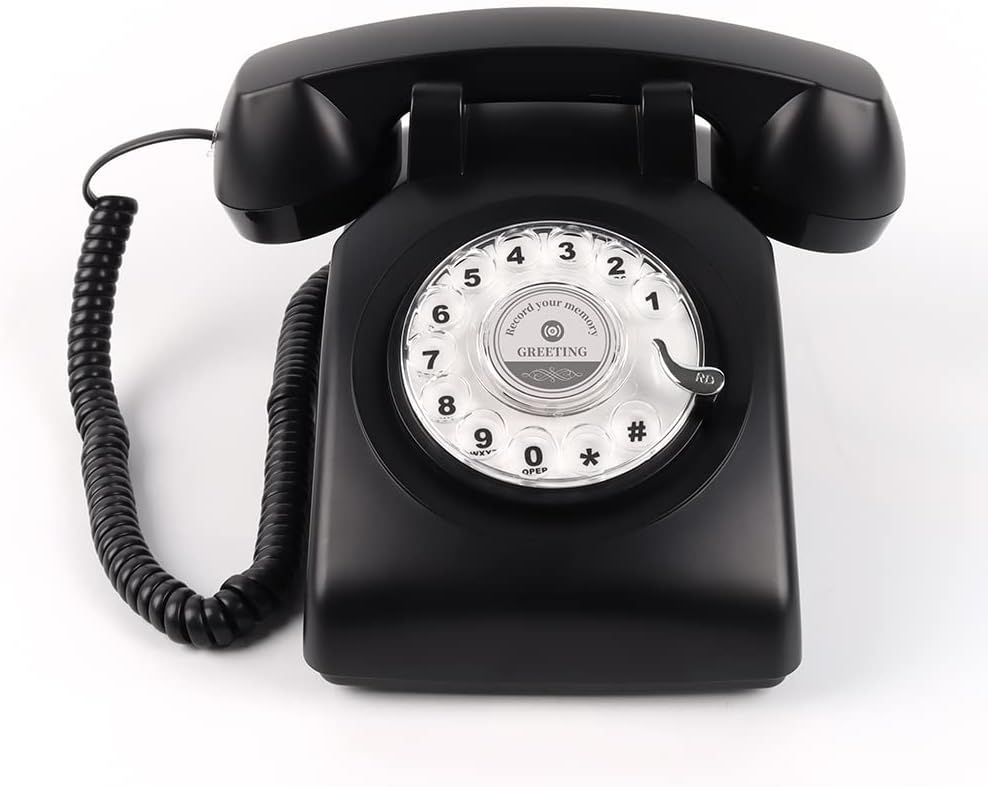 cojodopo Vintage Audio Guestbook, Wedding Confessional Recording Retro Phone Classic Rotary Dial Audio GuestBook (Black)