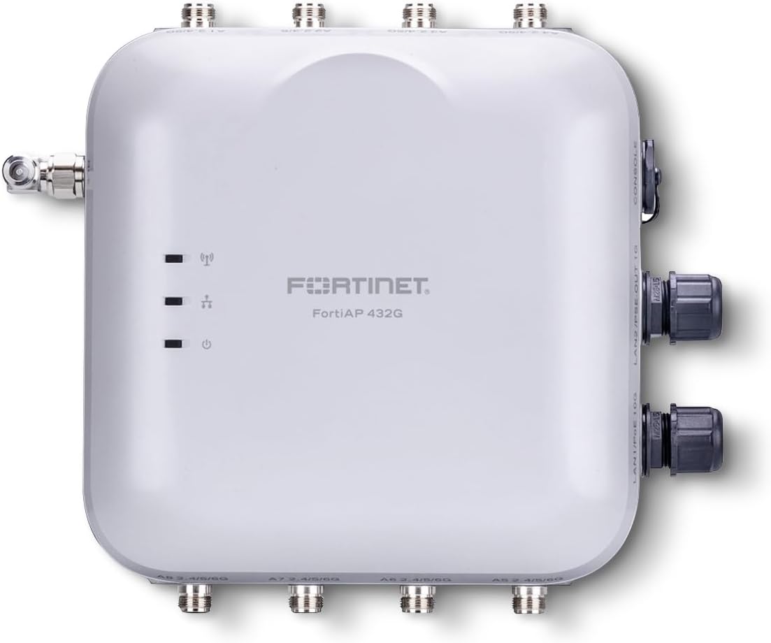 Fortinet FortiAP 432G Ruggedized Indoor/Outdoor Wi-Fi 6E Access Point | 802.11ax | Tri-Radio 2.4 GHz + 5 GHz + 6 GHz | 8 External Antennas | Up to 1148 Mbps + 2402 Mbps + 4804 Mbps (FAP-432G-A)