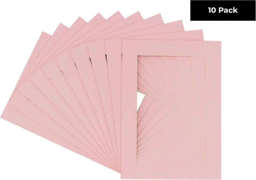 8.5x11 Mat for 11x14 Frame - Precut Mat Board Acid-Free Show Kit with Backing Board, and Clear Bags Soft Pink 8.5x11 Photo Matte Made to Fit a 11x14 Picture Frame Matboard for Framing, Pack of 10 Mats