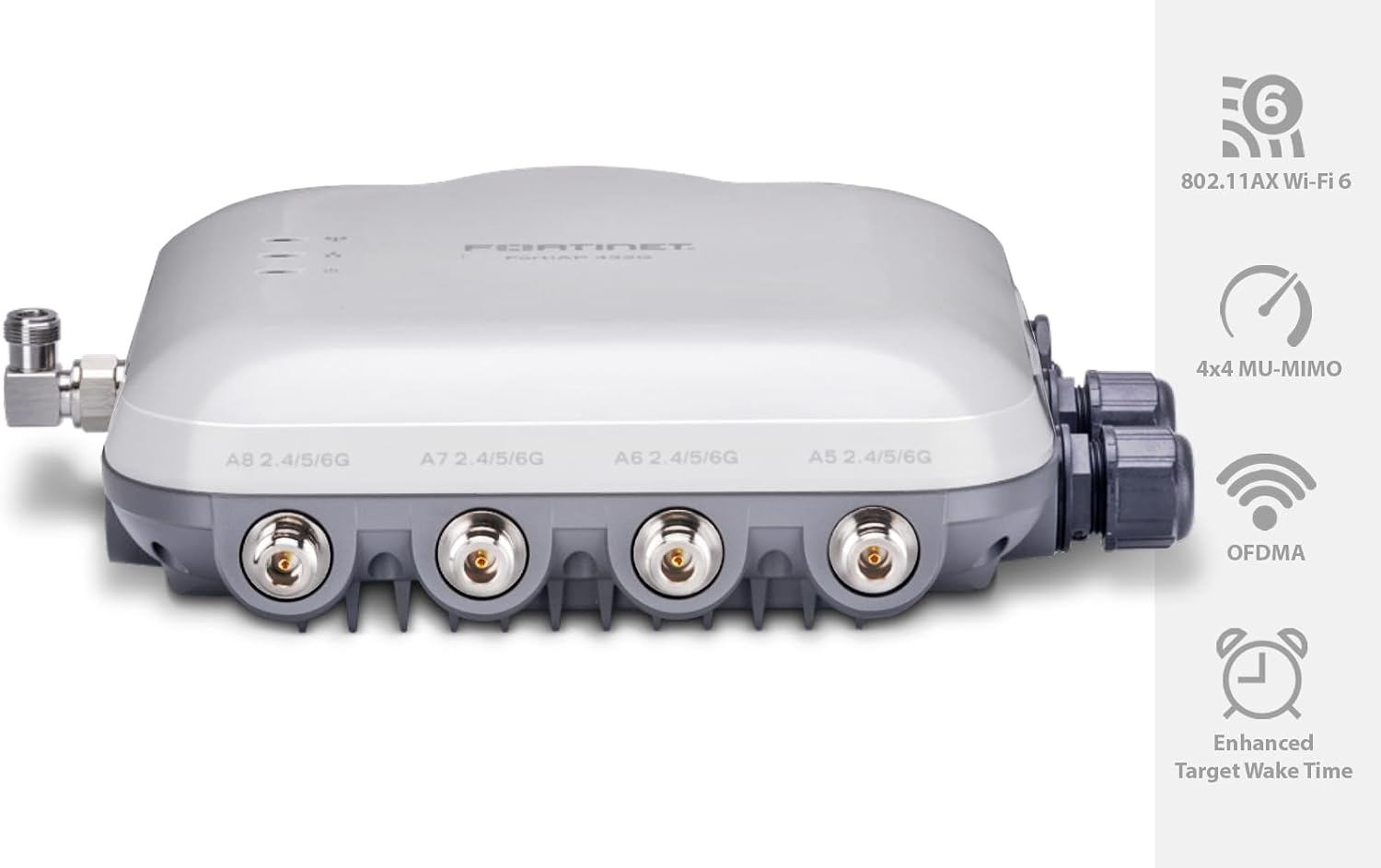 Fortinet FortiAP 432G Ruggedized Indoor/Outdoor Wi-Fi 6E Access Point | 802.11ax | Tri-Radio 2.4 GHz + 5 GHz + 6 GHz | 8 External Antennas | Up to 1148 Mbps + 2402 Mbps + 4804 Mbps (FAP-432G-A)