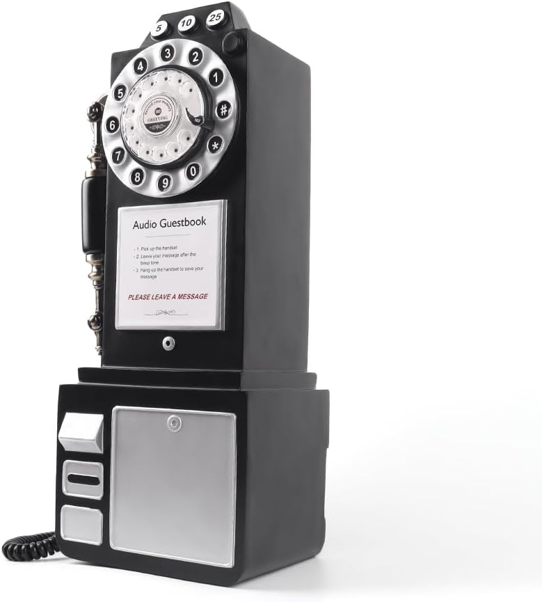 cojodopo Wedding Audio Guestbook Phone Booth, Audio Recorder GuestBook Telephone for Wedding (Black)