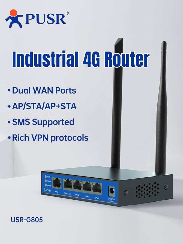 Global Band Dual SIM Industrial LTE Cat4 Cellular Router with 5 Ethernet Ports Dual WAN Rich VPN Repeater USR-G805s-G