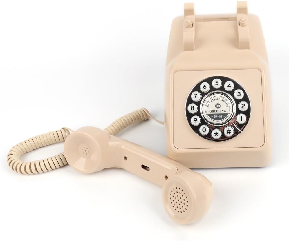 cojodopo Wedding Message Blessing Audio Guestbook Telephone, Antique Guestbook Telephone Fixed Landline Recorder Phone (Button Model)